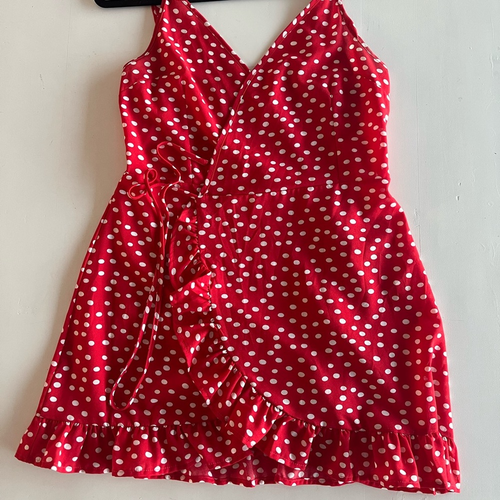 Polka Dot Mini Wrap Dress
